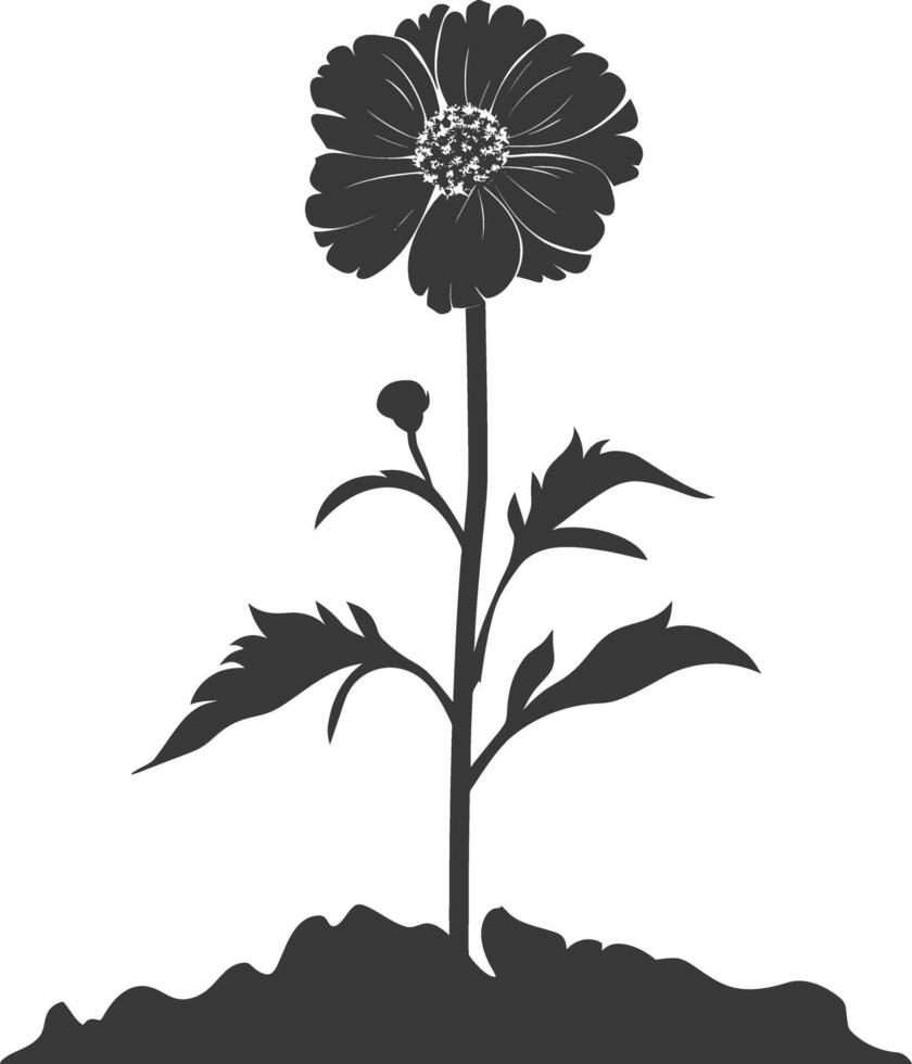 ai gegenereerd silhouet goudsbloem bloem in de grond zwart kleur enkel en alleen vector