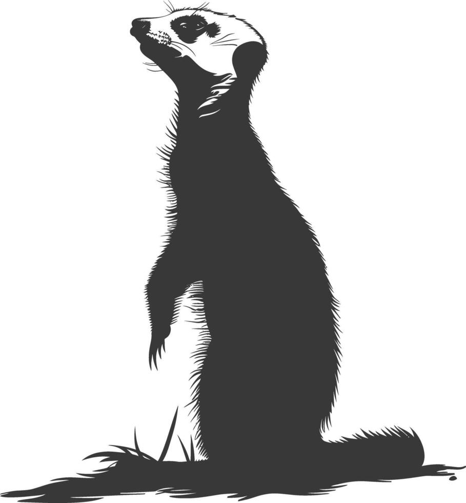 ai gegenereerd silhouet meerkat dier zwart kleur enkel en alleen vector