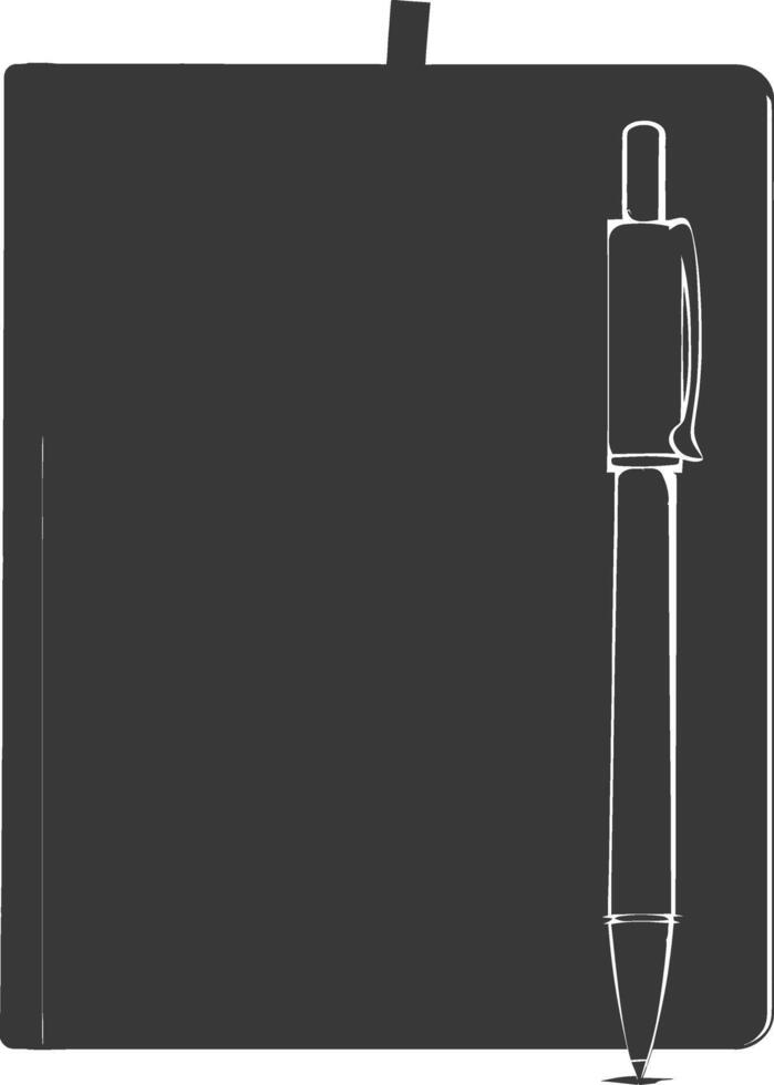 ai gegenereerd silhouet notitieboekje en pen zwart kleur enkel en alleen vector