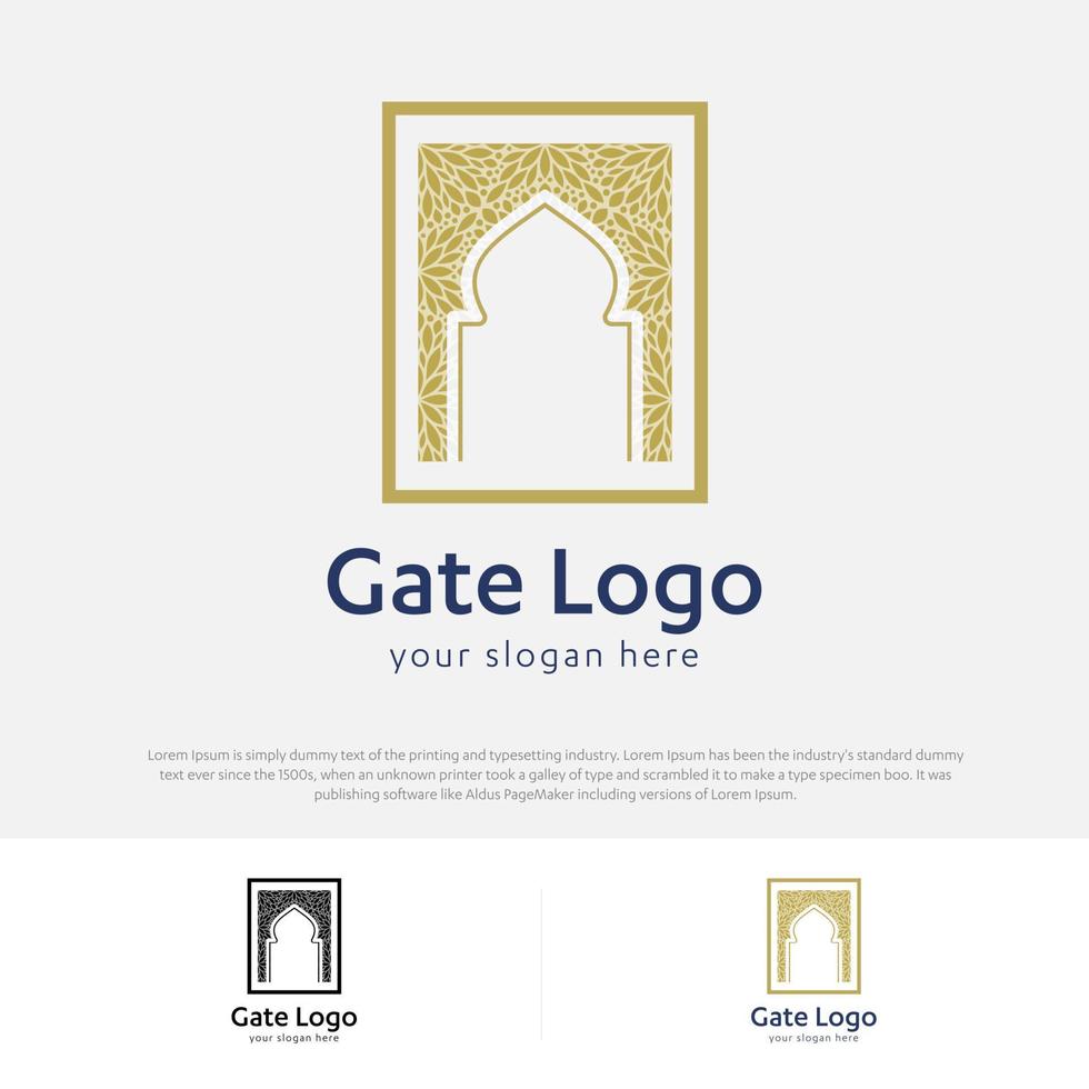 poort logo deur huis ingang pictogram zwart huis deuropening onroerend goed bedrijf ontwerp modern bouwbedrijf concept symbool vectorillustratie vector