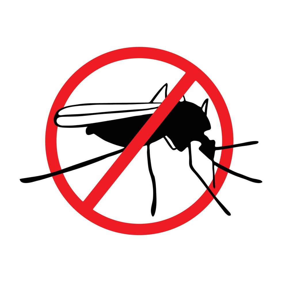 silhouet van mug in een rode verbiedende cirkel. geen ongedierte. stop mug icoon. vectorillustratie geïsoleerd op een witte achtergrond vector