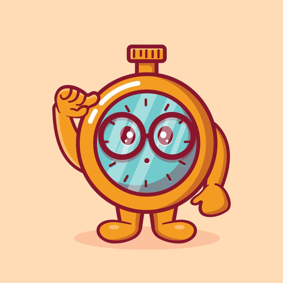 geniale stopwatch mascotte geïsoleerde cartoon in vlakke stijl vector