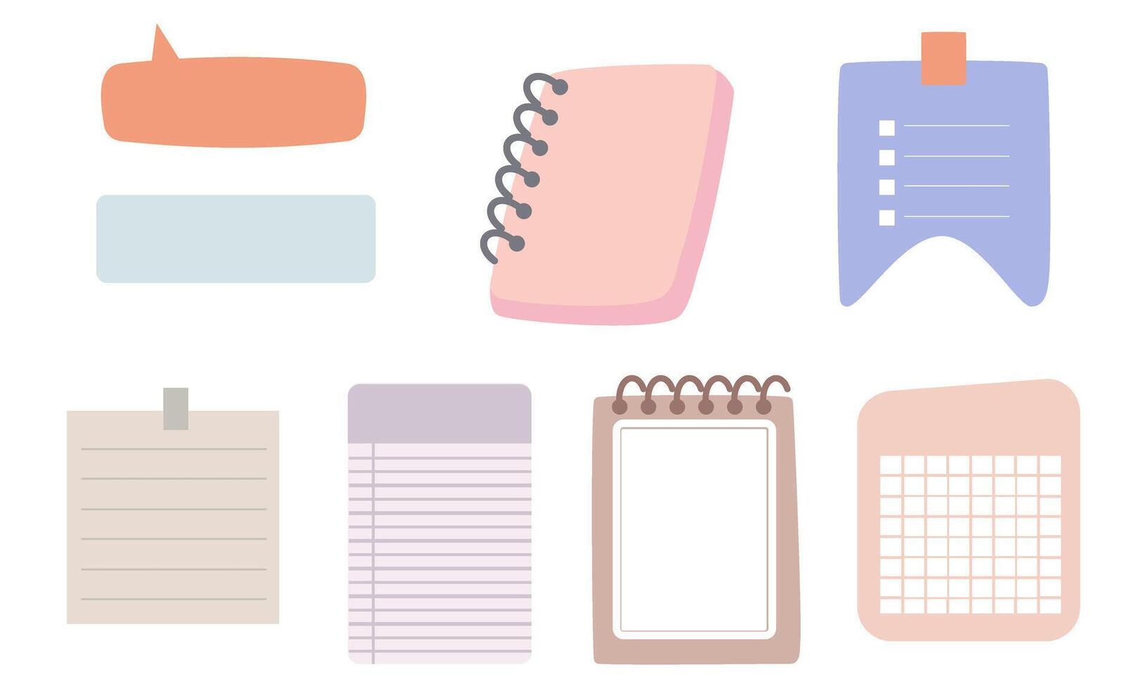 schattig hand- getrokken planner, logboek, kladblok, papier vector illustratie