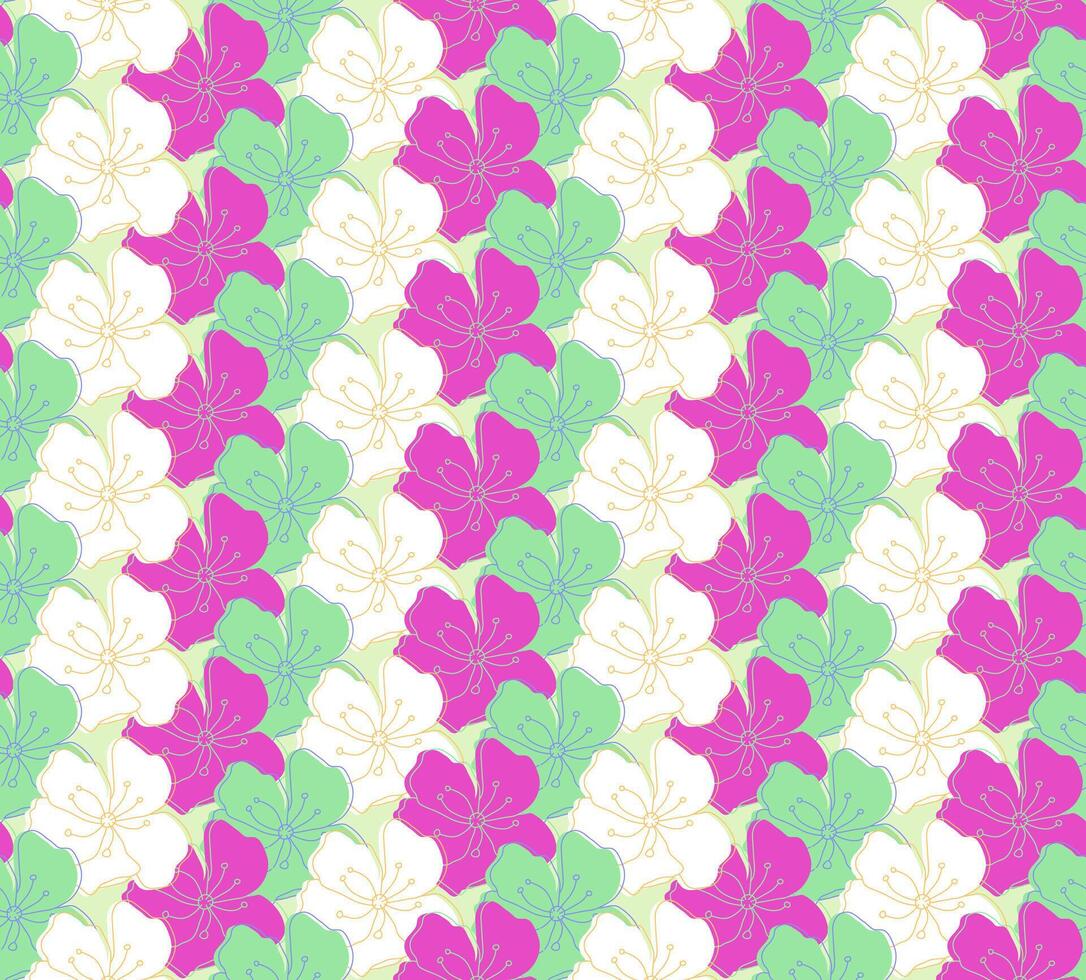 exotisch groen roze bloemen patroon achtergrond vector