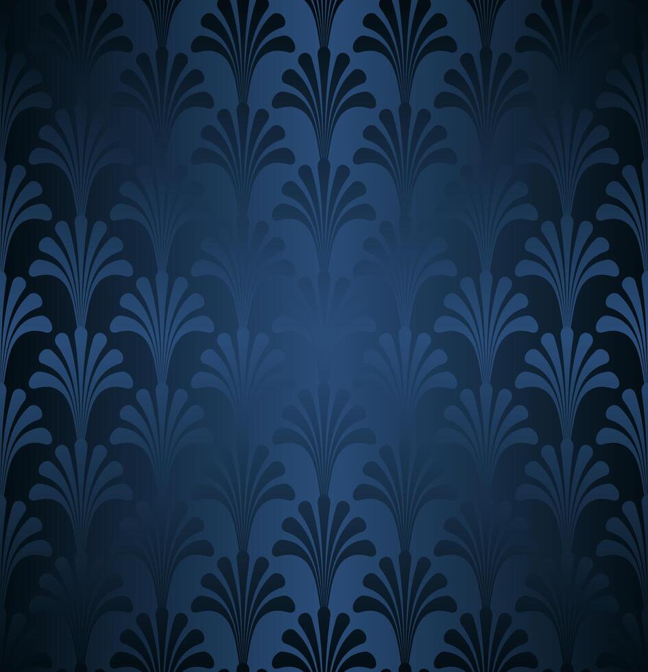 donker blauw bloemen Gatsby kunst deco patroon achtergrond vector