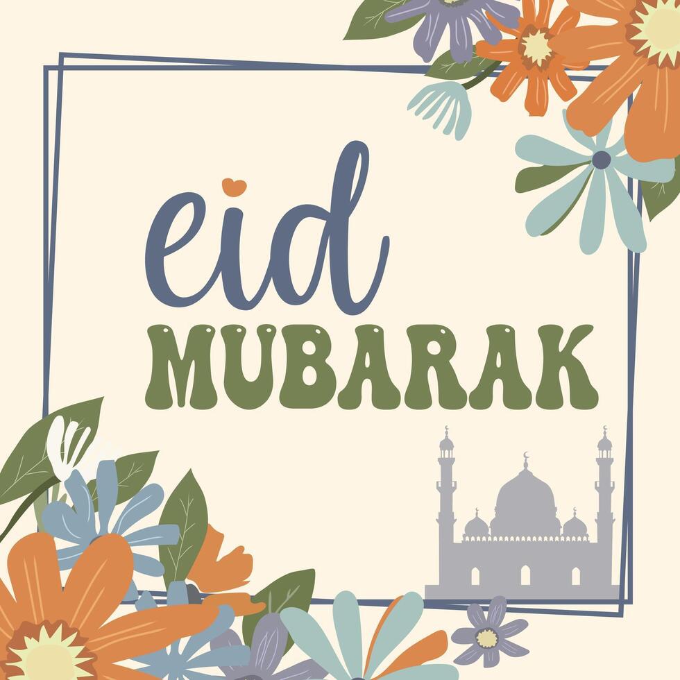 eid mubarak illustratie met een lantaarn, ster, en maan Islamitisch achtergrond. vector