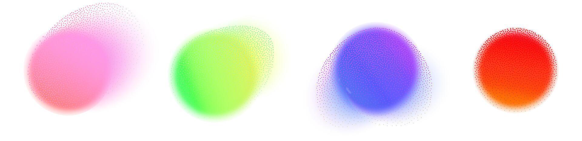 reeks van vector illustratie met een abstract radiaal helling vervagen in tinten van paars groen en blauw.levendig reeks van aura gloed rondes met een zacht punt neon element.kleur holografische ronde vormen.