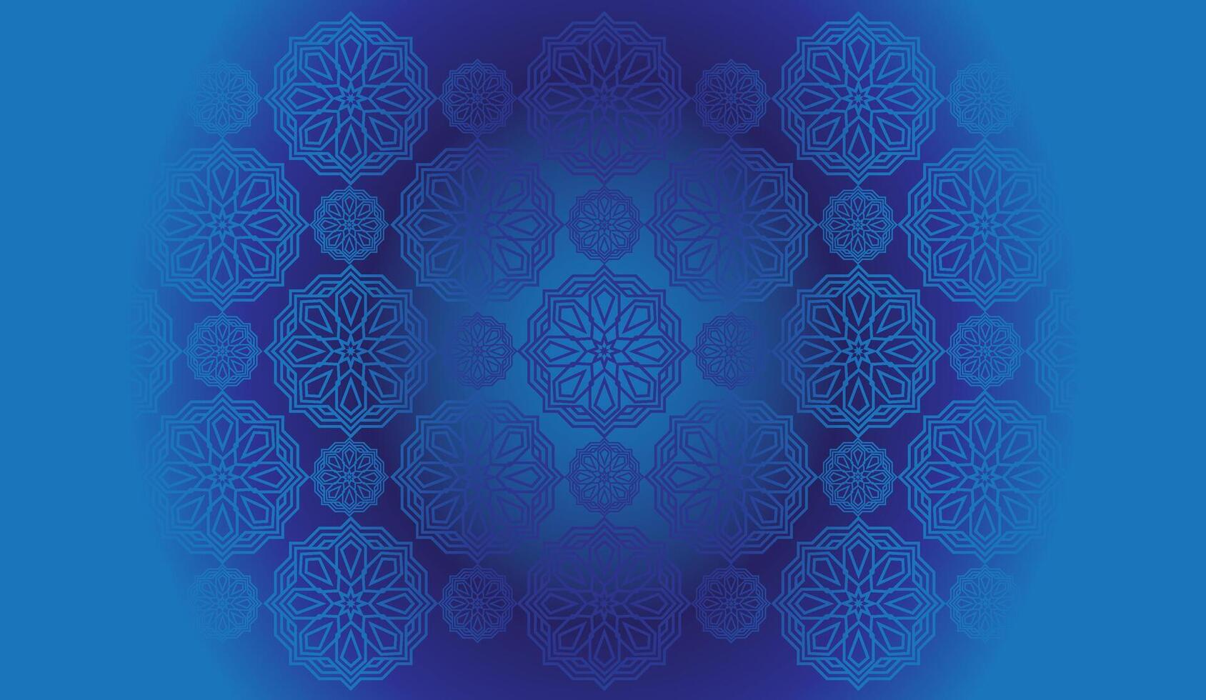 vector helling drijvend rimpeling blauw kleuren achtergrond met een patroon van mandala Arabisch schoonschrift meetkundig Islamitisch ornament decor kader eid Ramadan
