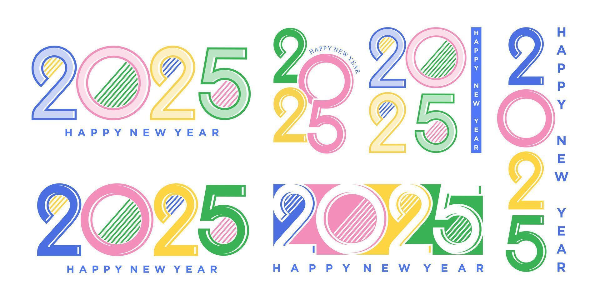 groot reeks van 2024 gelukkig nieuw jaar logo tekst ontwerp. 2025 aantal ontwerp sjabloon. vector illustratie