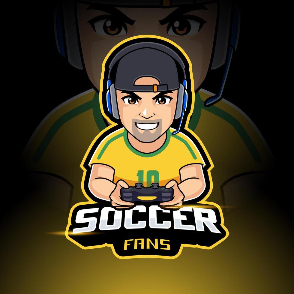 gamer voetbal fans mascotte esport gaming vector logo illustratie