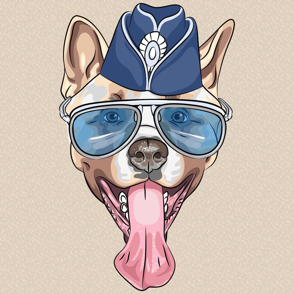 vector grappig tekenfilm hipster hond Amerikaans akita