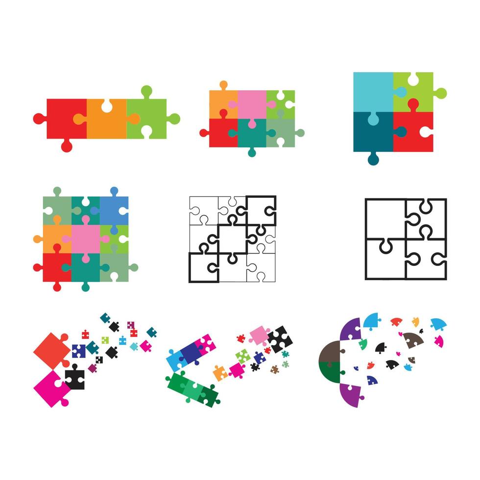 puzzelpictogram, kleurrijk geïsoleerd op een witte achtergrond, vectorillustratie vector