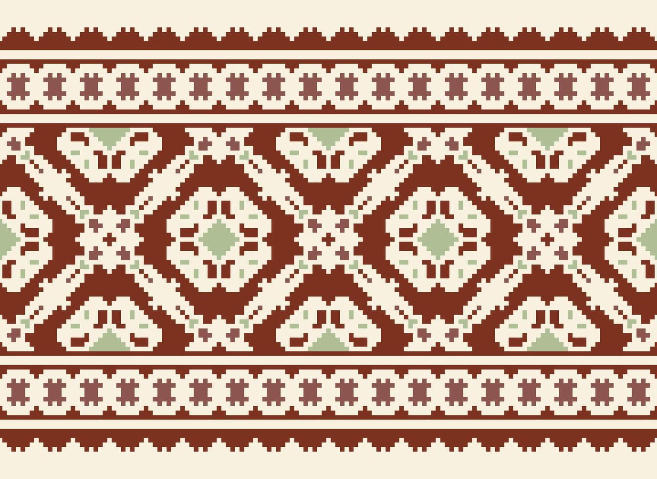 kruis steek. pixel patroon. etnisch patronen. abstract kunst. ontwerp voor tapijt, behang, kleding, textiel, kussen, gordijn, Beddengoed, tafel lopers. mehndi. rushnyk. aarde toon. vintage. vector. vector