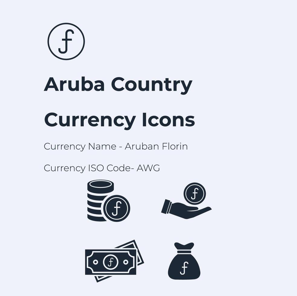 aruba land valuta icoon reeks vector