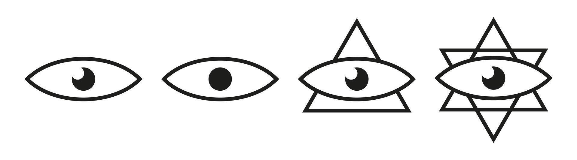 een boeiend verzameling van oog-geïnspireerd vector illustraties, met divers stijlen en ontwerpen van ogen, variërend van realistisch naar abstract.