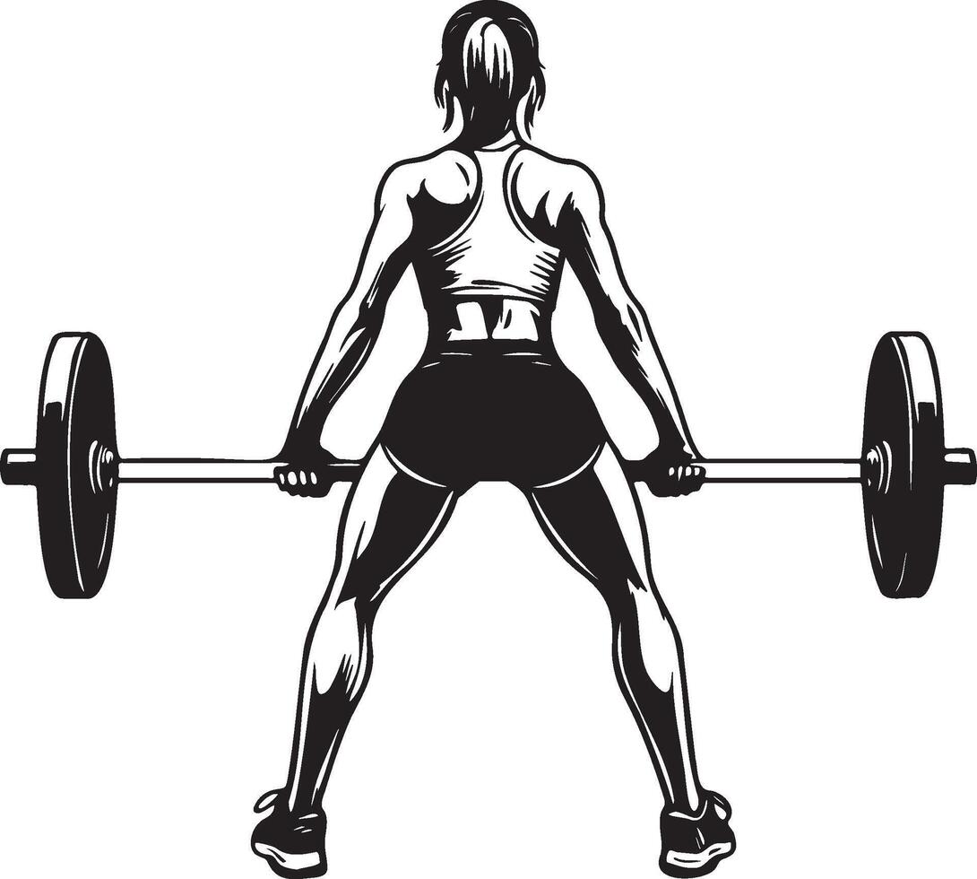 vrouw training met barbell illustratie. vector