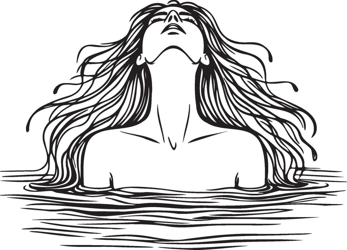 vrouw gezicht omhoog in water lijn kunst. vector