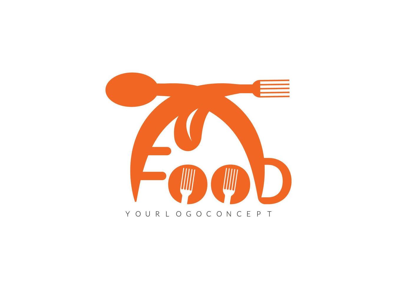 modern minimalistisch vector logo van voedsel. lepel, vork, en mes icoon logo vector