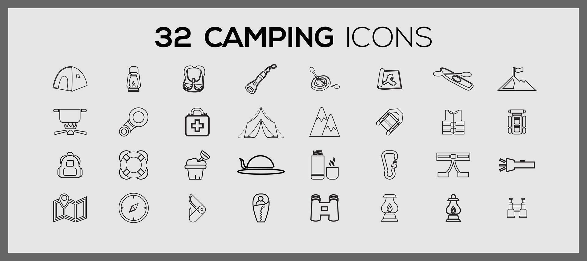 camping pictogrammen set. illustratie tekening stijl van camping pictogrammen collectie.camping pictogrammen verzameling. vector