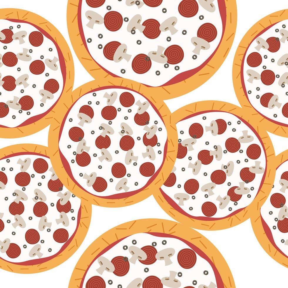 heerlijk paparoni pizza naadloos patroon, mooi zo voor voedsel omhulsel of behang vector