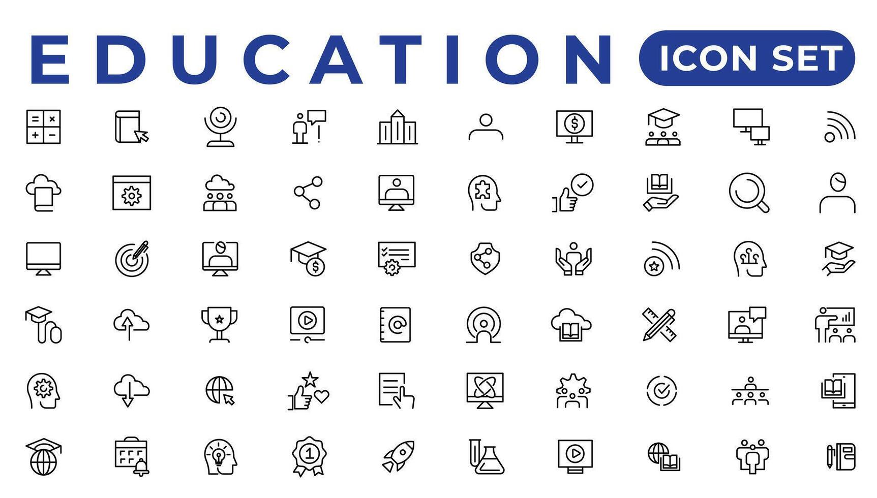 onderwijs lijn bewerkbare pictogrammen set. vector illustratie in modern dun lijn stijl van school- pictogrammen school- onderwerpen, benodigdheden, wetenschap, en online aan het leren