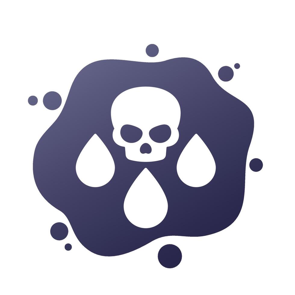 toxine icoon met druppels en schedel, vector