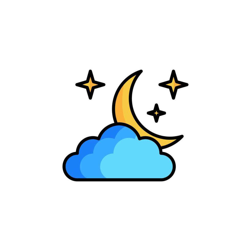 maan ster en wolk vector icon.cressentmoon lucht nacht icoon in modieus stijl geïsoleerd Aan wit achtergrond. website pictogram. internet symbool voor uw web plaats ontwerp, logo, app, ui.