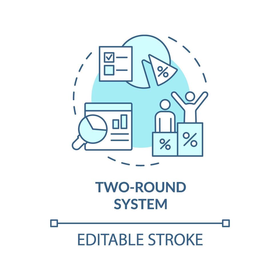 twee ronden systeem zacht blauw concept icoon. presidentieel stemmen verkiezing systeem. electoraal stemming doos. wetgevend Afdeling. ronde vorm lijn illustratie. abstract idee. grafisch ontwerp. gemakkelijk naar gebruik vector