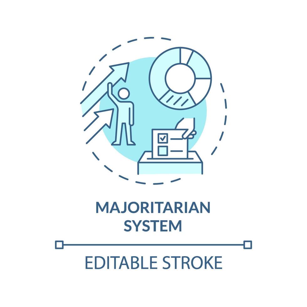 meerderheidsbelang systeem zacht blauw concept icoon. politicus meerderheid, stemmen electoraal systeem. verkiezing kandidaat selectie. ronde vorm lijn illustratie. abstract idee. grafisch ontwerp. gemakkelijk naar gebruik vector