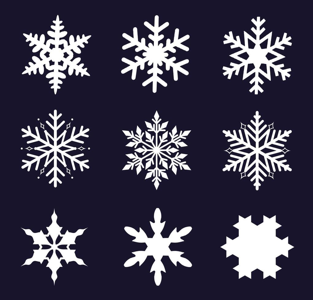 een reeks van figuurvormig en divers sneeuwvlokken vector