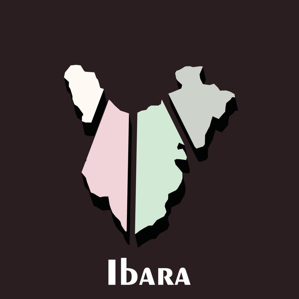 kaart stad van ibara illustratie ontwerp, Japan prefecturen land ontwerpen concept, logo's, logotype element voor sjabloon. vector