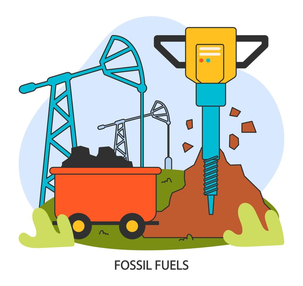 klimaat Wijzigen. fossiel brandstof. natuurlijk middelen uitputting. ecologie verwoesting vector