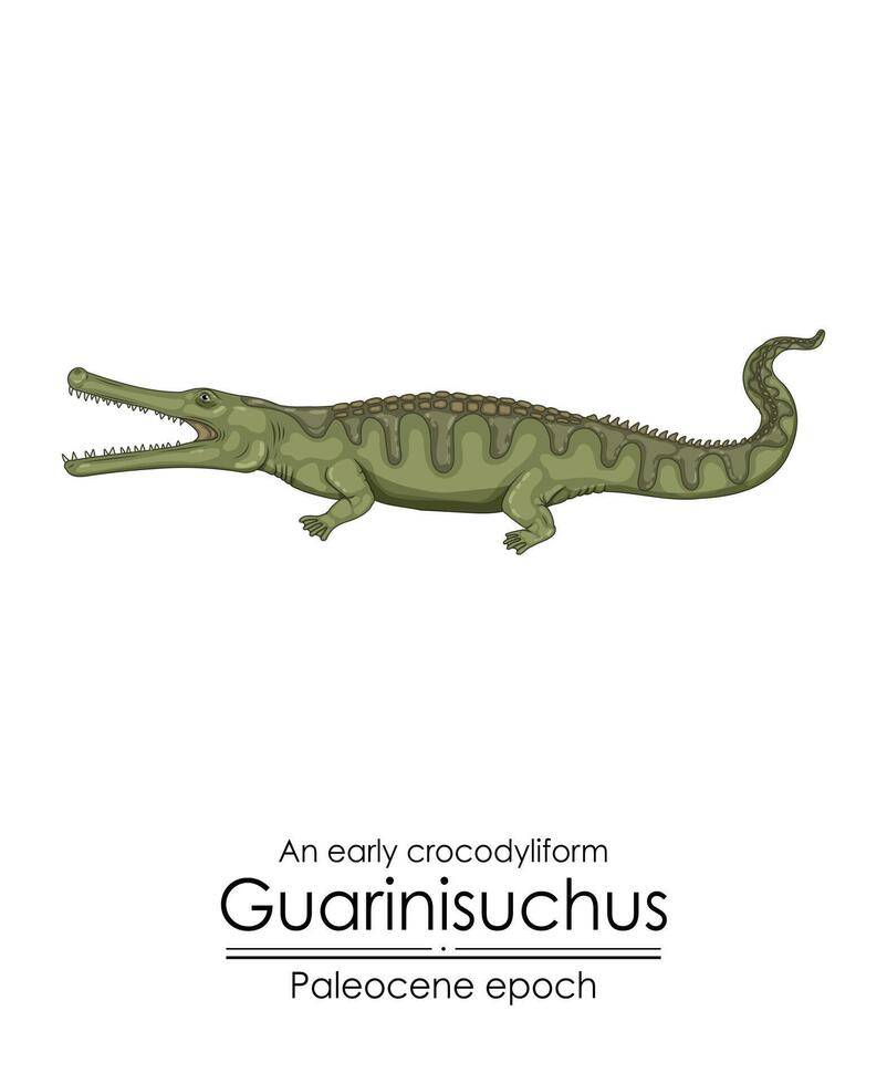 een vroeg krokodilachtig guarinisuchus van paleoceen tijdperk. vector