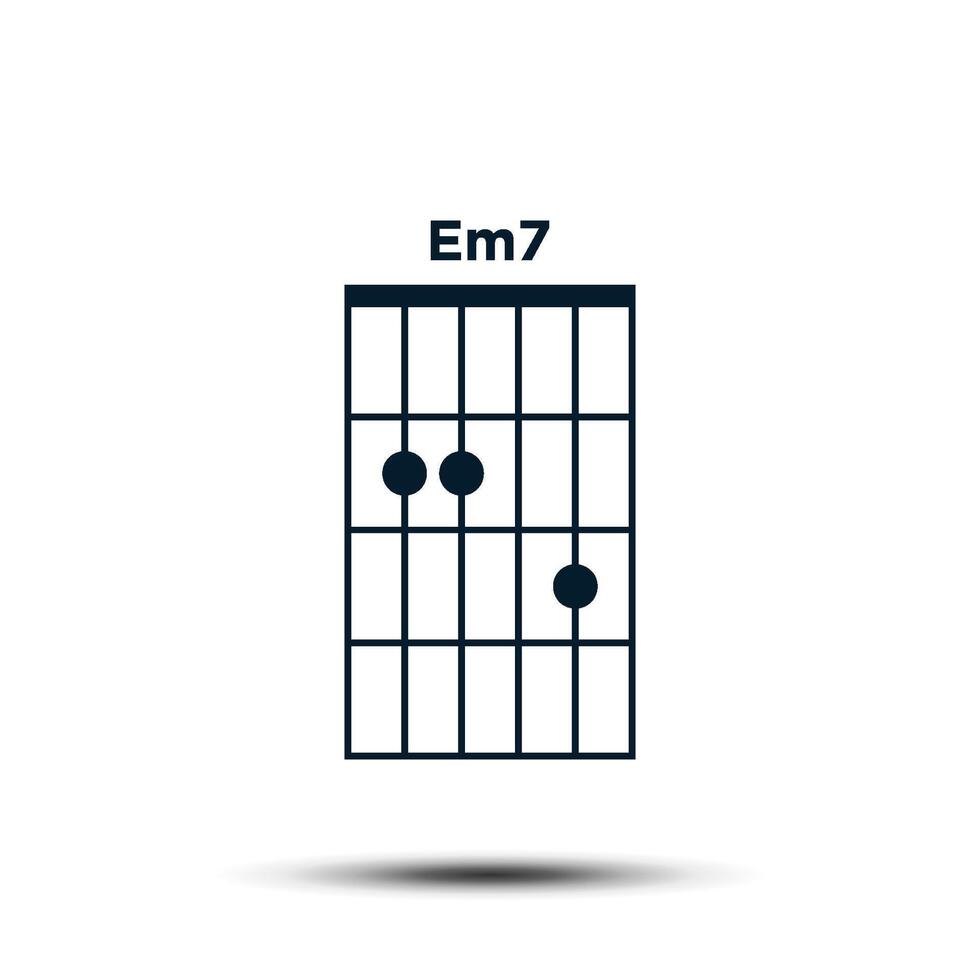 em7, eenvoudig gitaar akkoord tabel icoon vector sjabloon