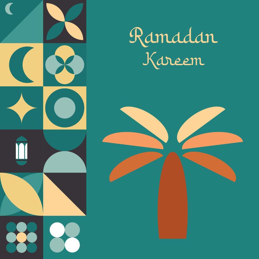 printislamitisch Ramadan kareem vakantie banier ontwerp met minimalistisch pictogrammen van moskee vector