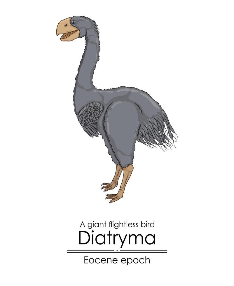 een prehistorisch reusachtig looploos vogel, diatryma, van de Eoceen tijdperk. vector