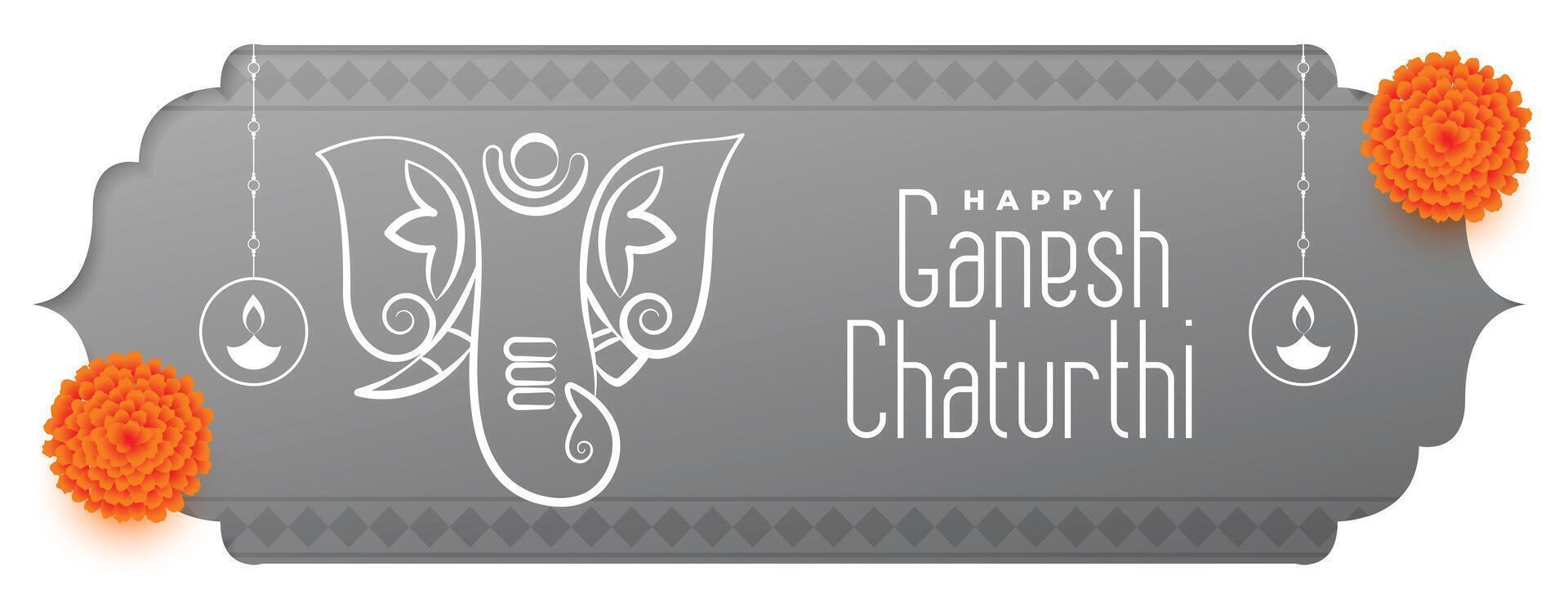 Indisch festival ganesh chaturthi viering grijs banier vector