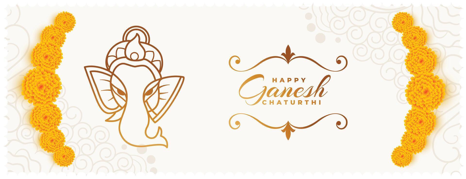 mooi ganpati festival viering achtergrond met bloemen ontwerp vector