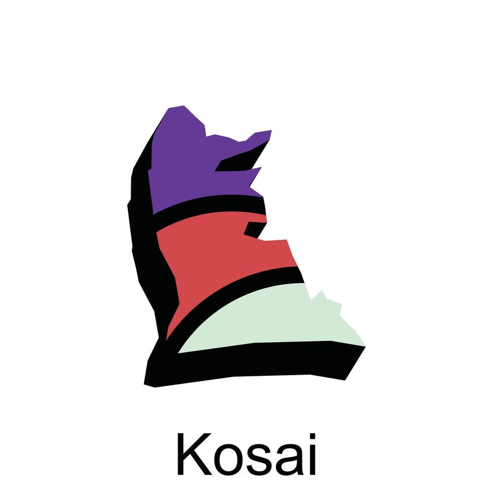 Kosai stad kaart kleurrijk embleem, geometrisch stijl Aan wit achtergrond vector