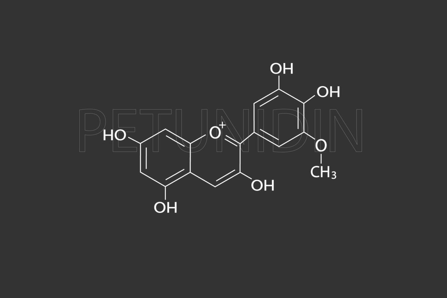 petunidine moleculair skelet- chemisch formule vector