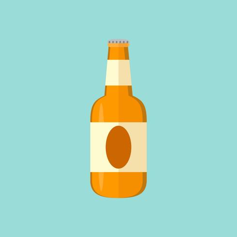 glas bier mok en fles platte pictogram ontwerp vector