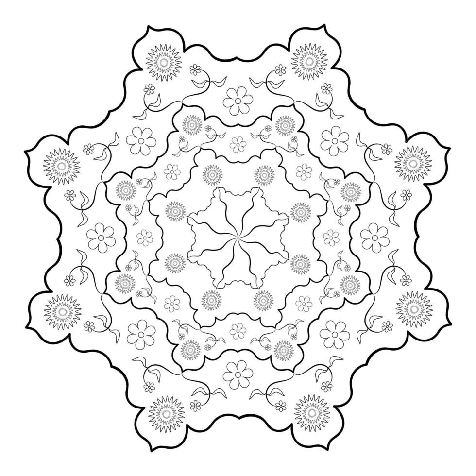 ronde zwart en wit mandala-stijl patronen Aan een wit achtergrond vector