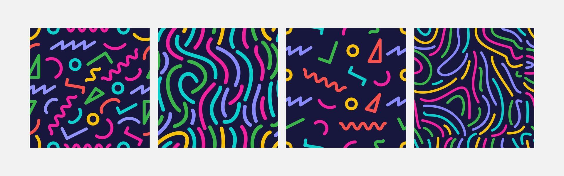 verzameling van abstract achtergrond naadloos patroon 90s stijl vector ontwerp, ontwerp kan worden voor t-shirts, omhulsel papier, het drukken behoeften