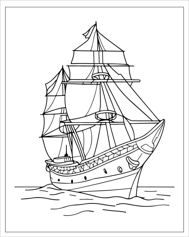 piraat schip kleur Pagina's, schip vector, zwart en wit schip illustratie vector