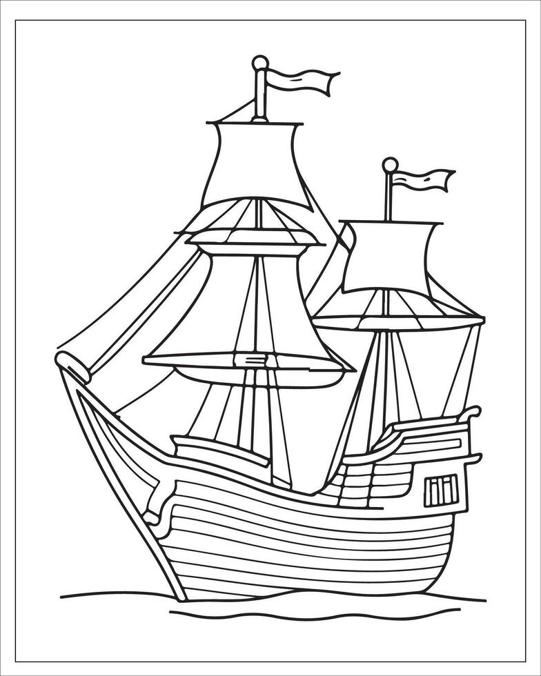 piraat schip kleur Pagina's, schip vector, zwart en wit schip illustratie vector