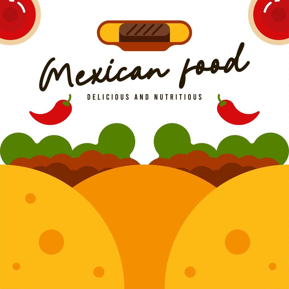 vlak Mexicaans voedsel illustratie achtergrond met voedsel pictogrammen vector