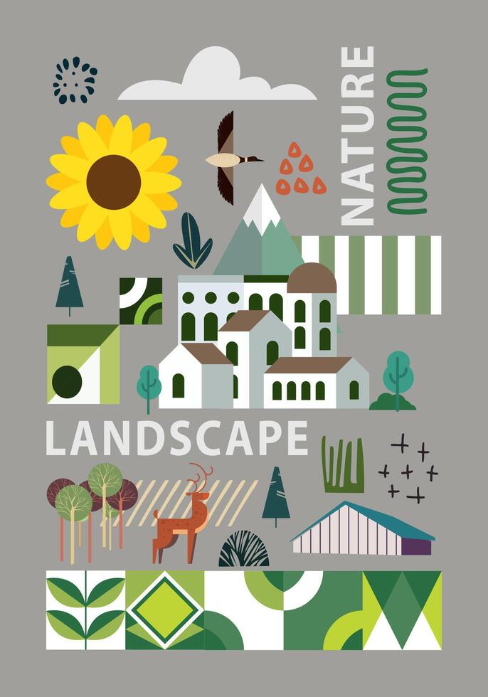 natuur, landschap en tuin, hedendaags artistiek poster. vector