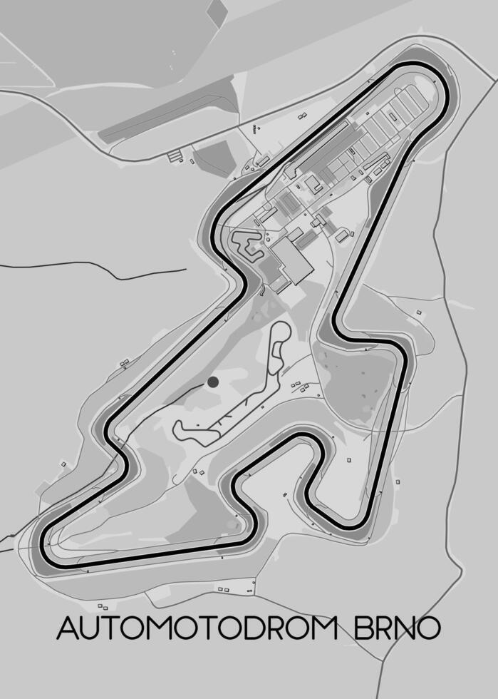 Masaryk stroomkring autodrom Brno racing bijhouden kaart poster vector