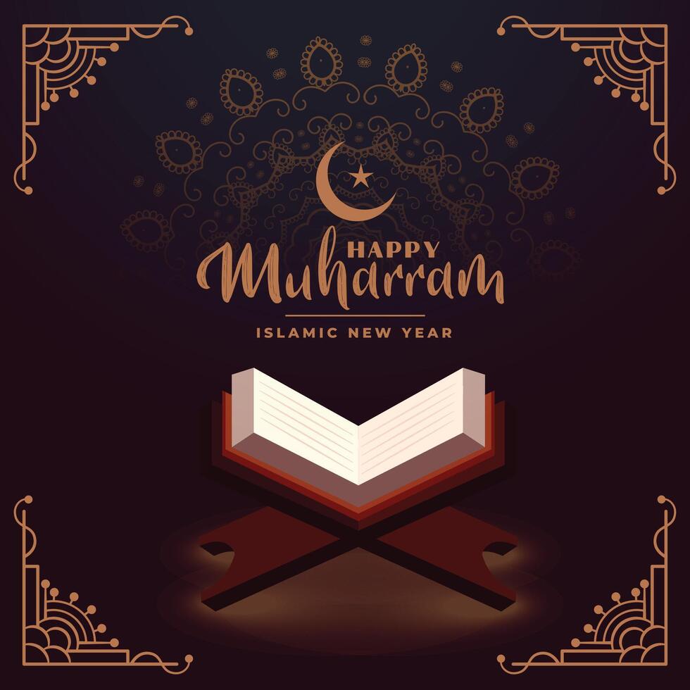 gelukkig Muharram achtergrond met heilig quraan boek vector