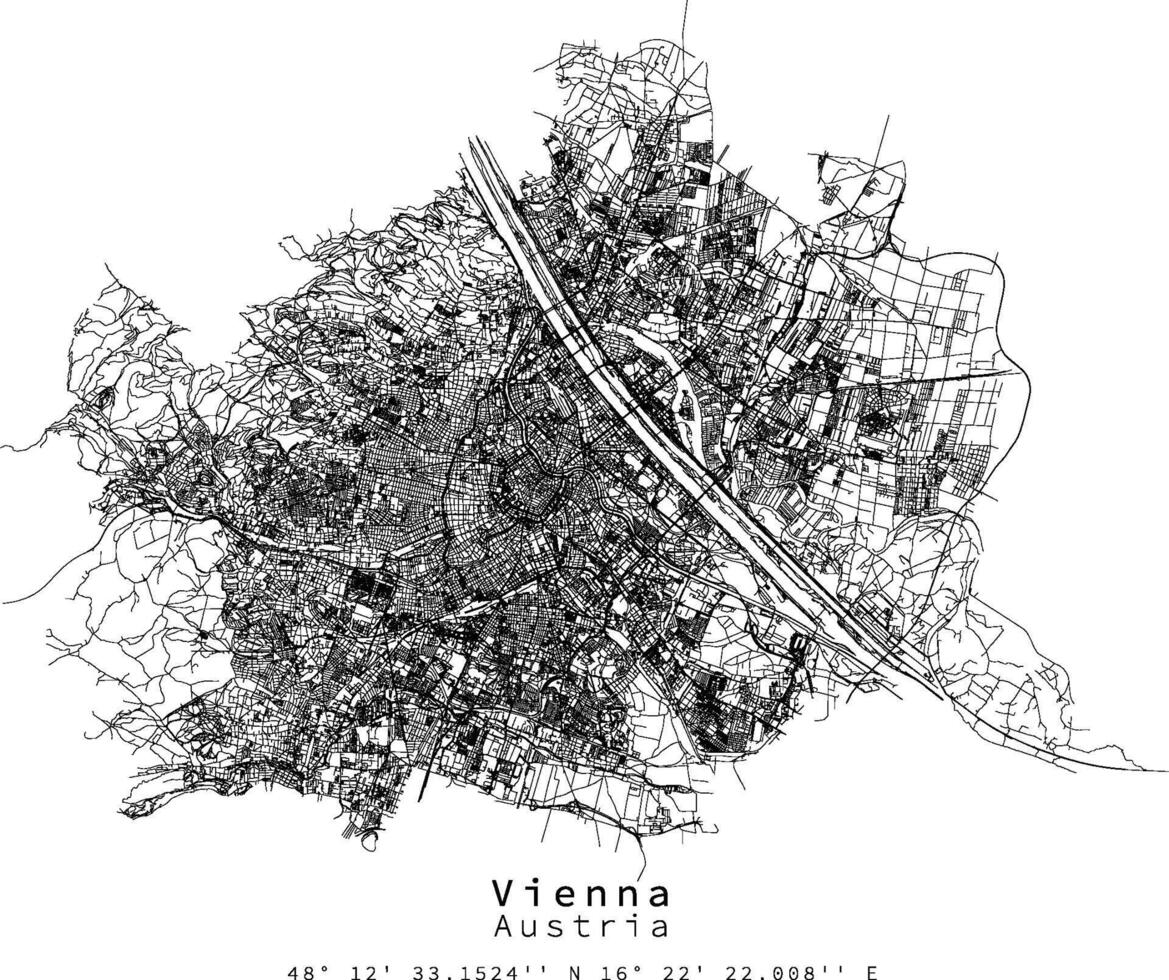 Wenen oostenrijk, stedelijk detail straten wegen kaart ,vector element beeld vector
